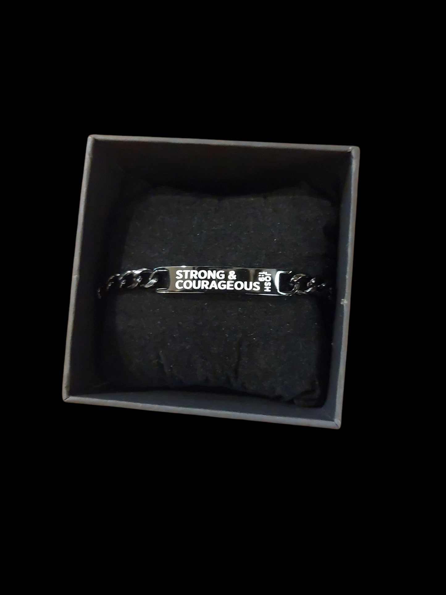 Black ID Bracelet: Strong & Courageous(boxed)
