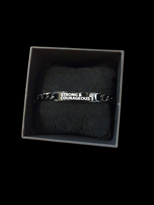 Black ID Bracelet: Strong & Courageous(boxed)