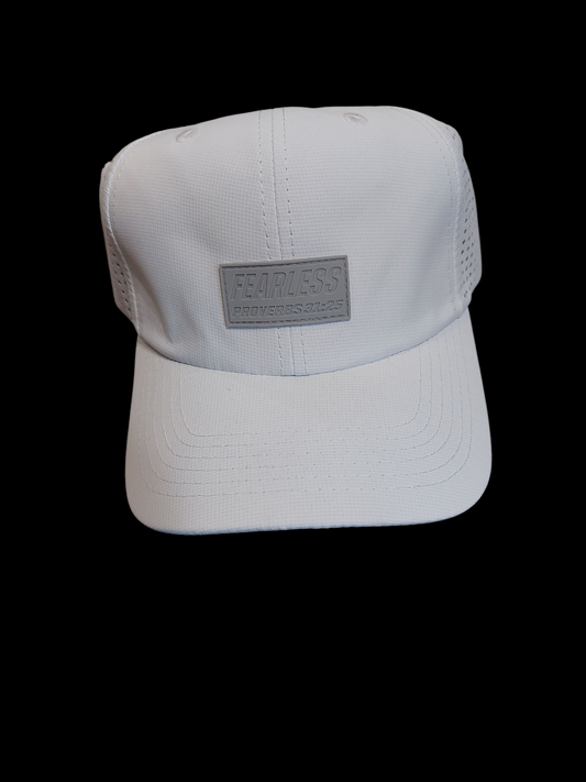 Fearless: Proverbs 31:25” White Baseball Cap