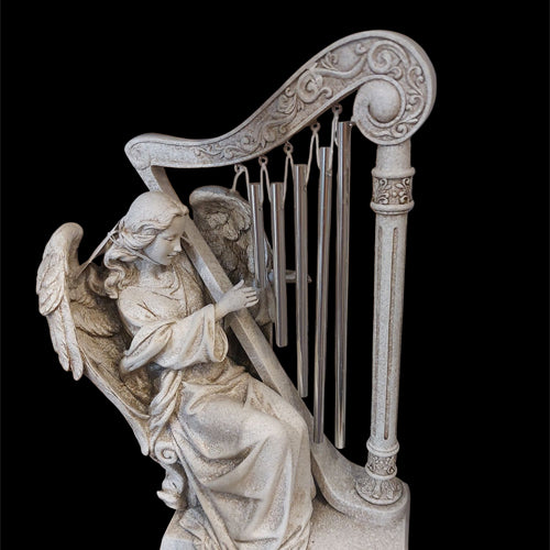 Angel With Wind Chime Memorial Statue